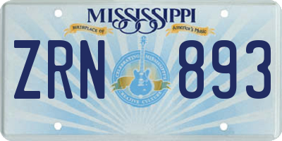 MS license plate ZRN893