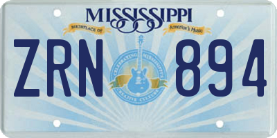 MS license plate ZRN894