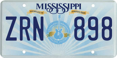 MS license plate ZRN898