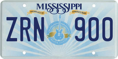 MS license plate ZRN900