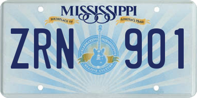MS license plate ZRN901