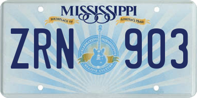 MS license plate ZRN903
