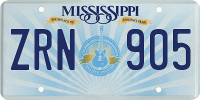 MS license plate ZRN905