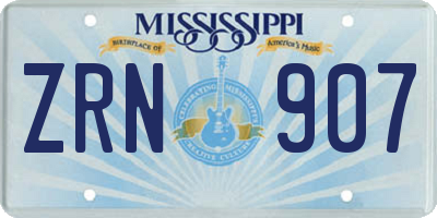 MS license plate ZRN907