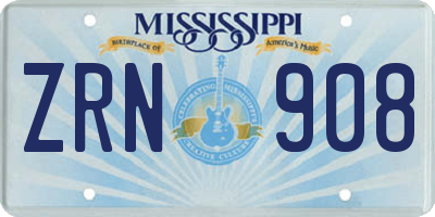 MS license plate ZRN908