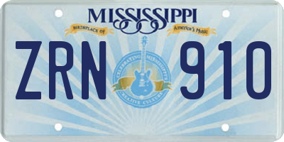 MS license plate ZRN910