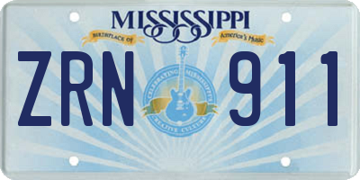 MS license plate ZRN911