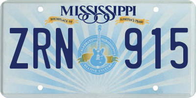 MS license plate ZRN915
