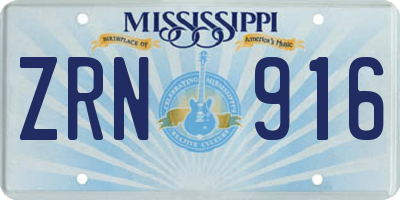 MS license plate ZRN916