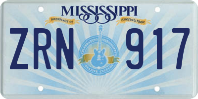 MS license plate ZRN917