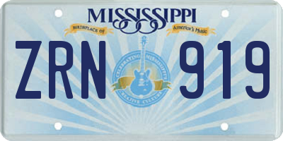 MS license plate ZRN919