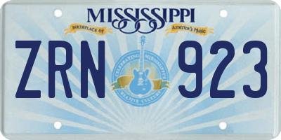MS license plate ZRN923