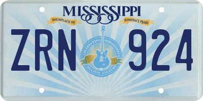 MS license plate ZRN924