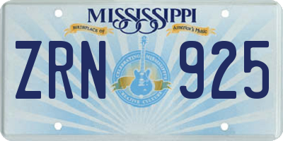 MS license plate ZRN925