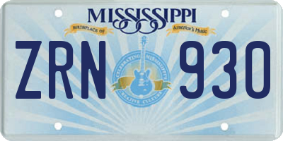 MS license plate ZRN930