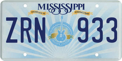 MS license plate ZRN933