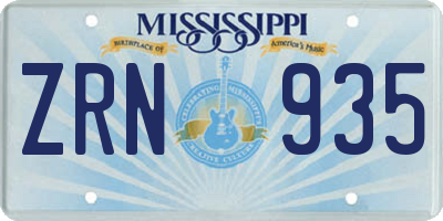 MS license plate ZRN935