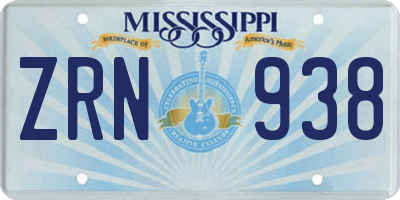 MS license plate ZRN938