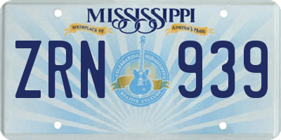 MS license plate ZRN939