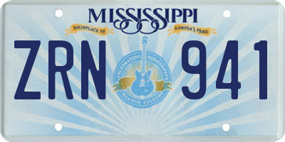 MS license plate ZRN941