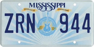 MS license plate ZRN944