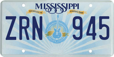 MS license plate ZRN945