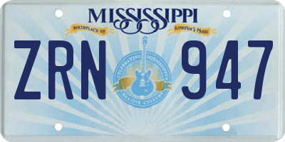 MS license plate ZRN947