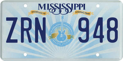 MS license plate ZRN948