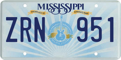 MS license plate ZRN951