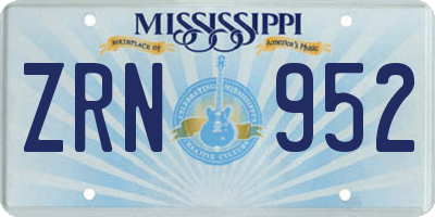 MS license plate ZRN952