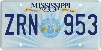 MS license plate ZRN953