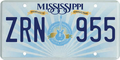 MS license plate ZRN955