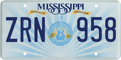 MS license plate ZRN958