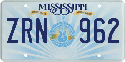 MS license plate ZRN962