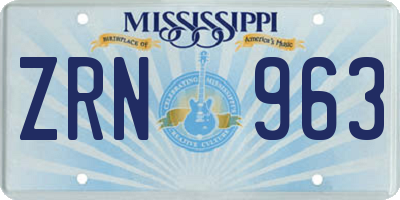 MS license plate ZRN963