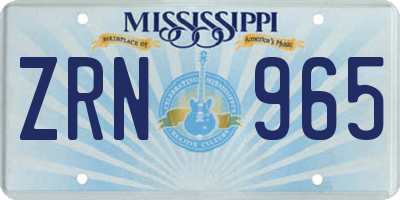 MS license plate ZRN965