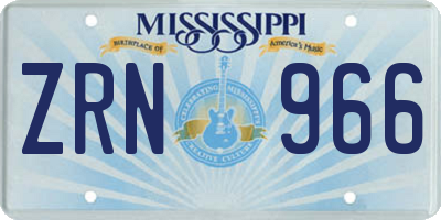 MS license plate ZRN966