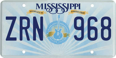 MS license plate ZRN968