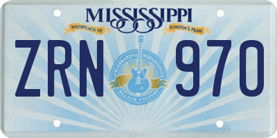 MS license plate ZRN970