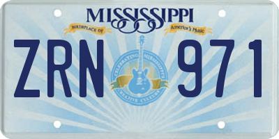 MS license plate ZRN971