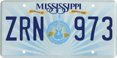 MS license plate ZRN973
