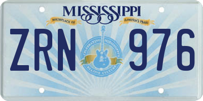 MS license plate ZRN976