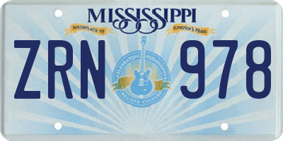 MS license plate ZRN978