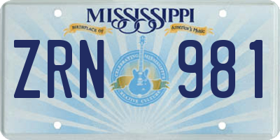 MS license plate ZRN981