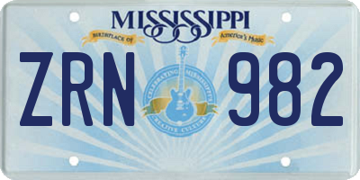 MS license plate ZRN982