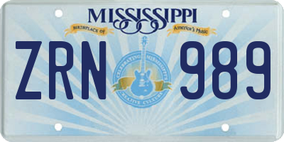 MS license plate ZRN989