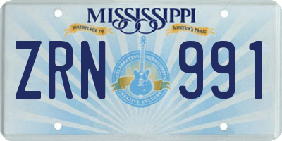 MS license plate ZRN991