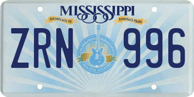 MS license plate ZRN996