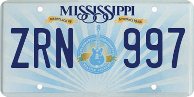 MS license plate ZRN997