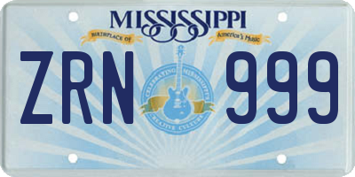 MS license plate ZRN999